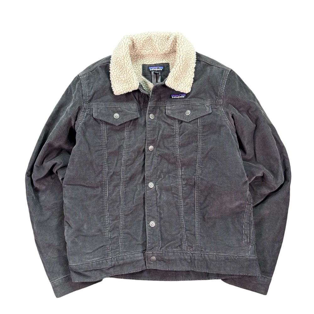 Patagonia Pile Sherpa Lined Corduroy Grey Trucker Jacket Size M